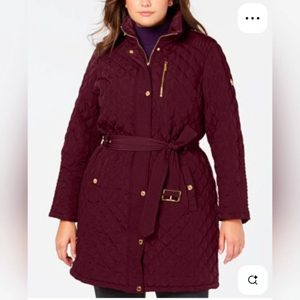 Michael Kors Maroon Puffer Jacket with Quilted Design‎
